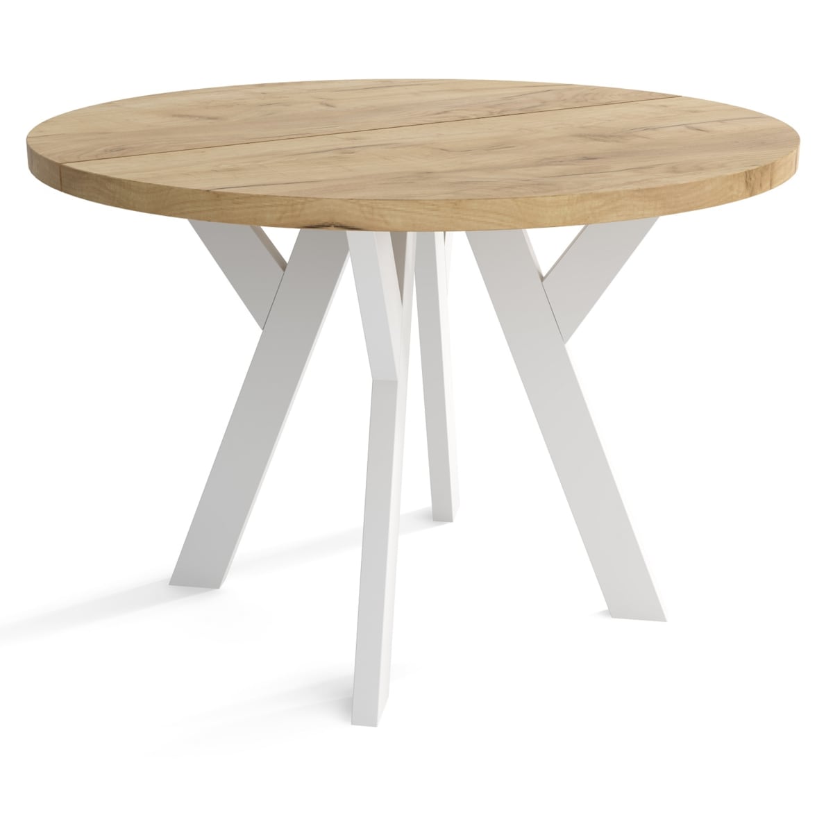 Stół rozkładany okrągły 100/200 - Craft złoty + n. białe