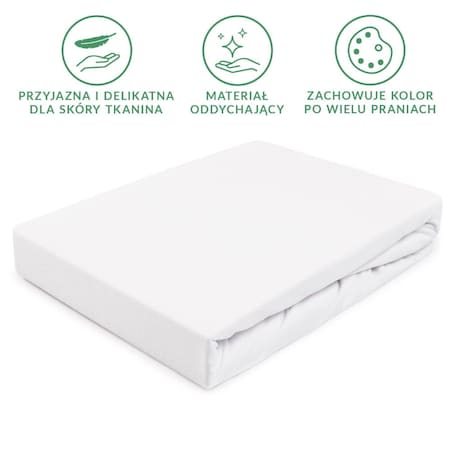 Prześcieradło z bawełny jersey z gumką 80x160 kolor Biały