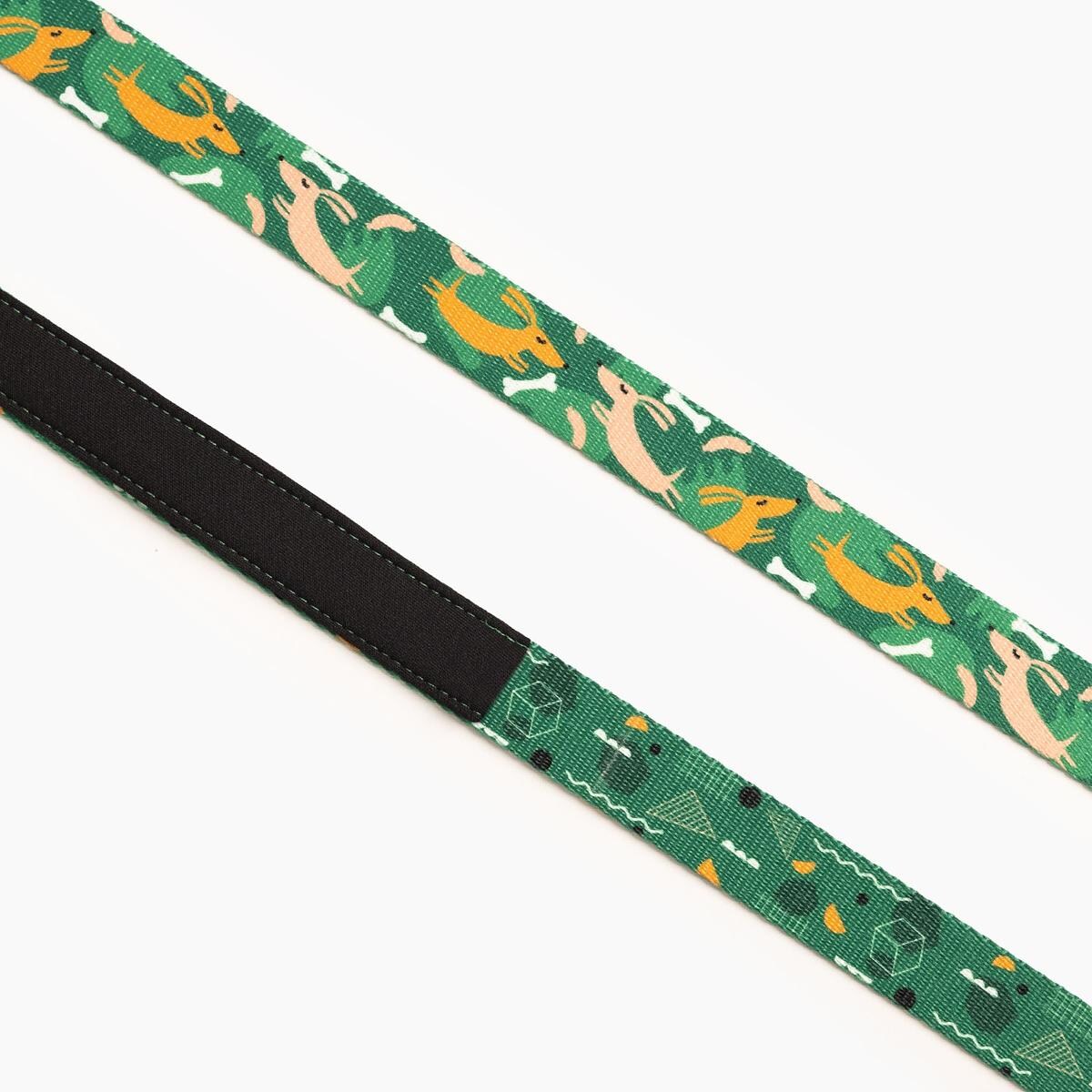 Smycz miejska dla psa lub kota "Psy na jawie" - Szerokość taśmy: 15mm, Rozmiar: L oraz Rodzaj: Mini karabinek