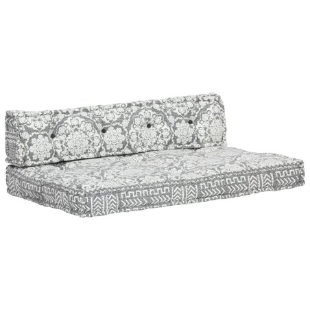 vidaXL Sofa z poduszek na paletę, tkanina, jasnoszary patchwork