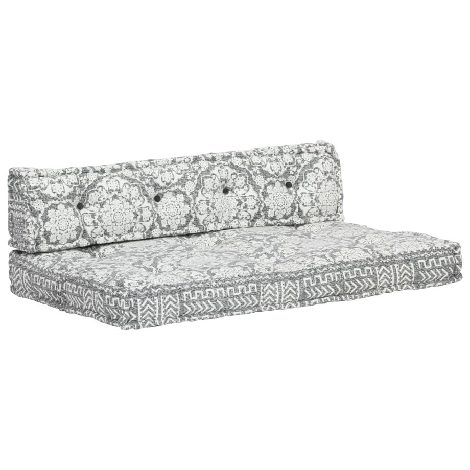 vidaXL Sofa z poduszek na paletę, tkanina, jasnoszary patchwork