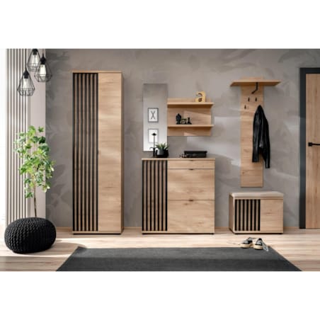 Szafka na buty z siedziskiem PEDRO hickory jackson/czarna