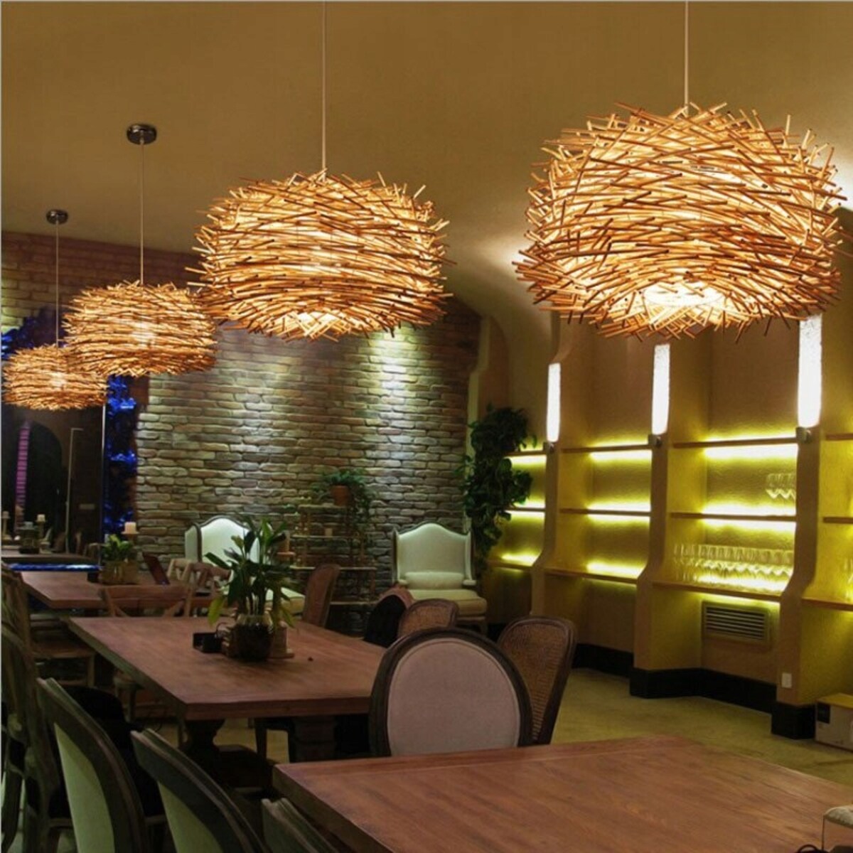 Lampa Wisząca Naturalna Boho Bambusowa Gniazdo