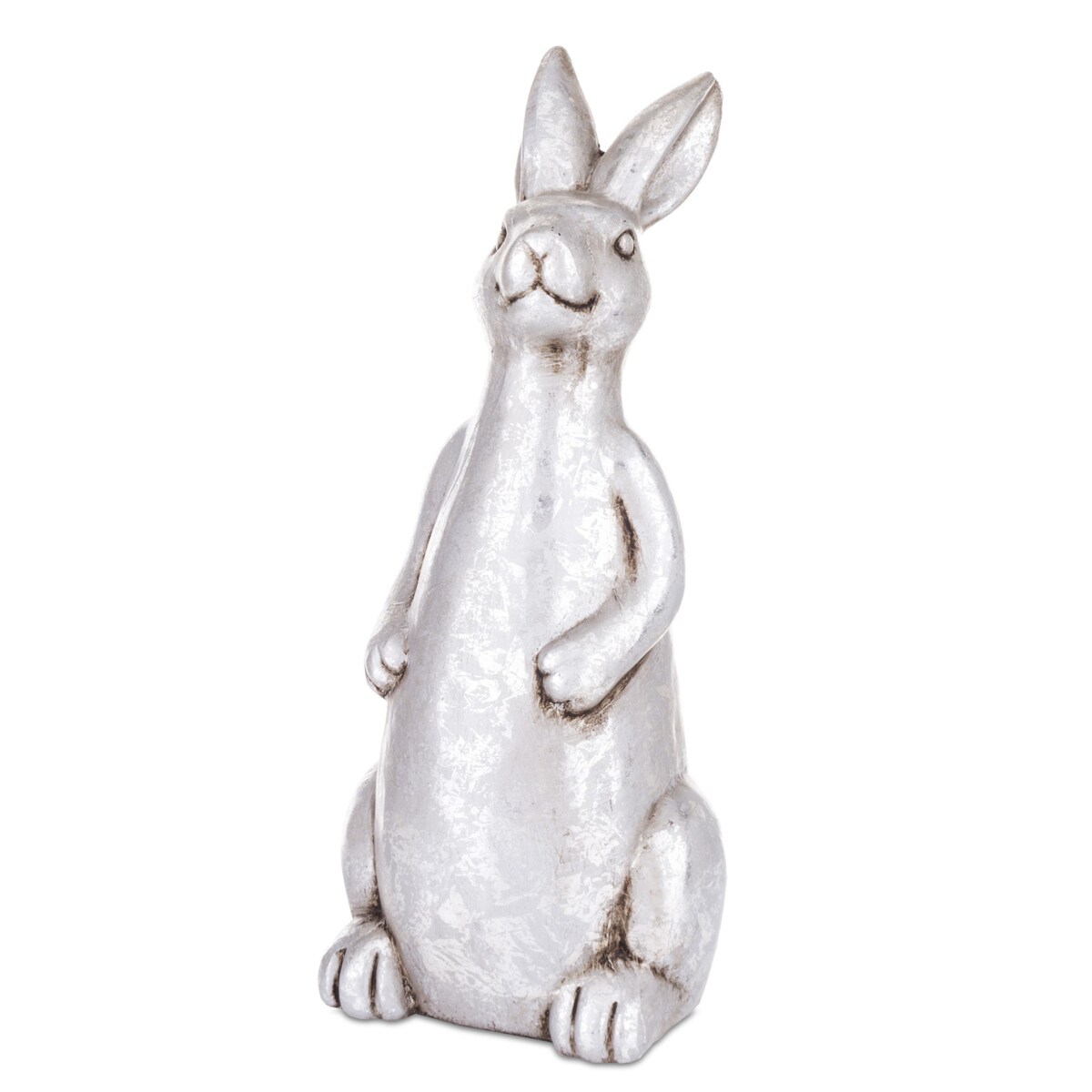 Dekoracja - ceramiczna figurka królika 32x13x13 cm srebrna