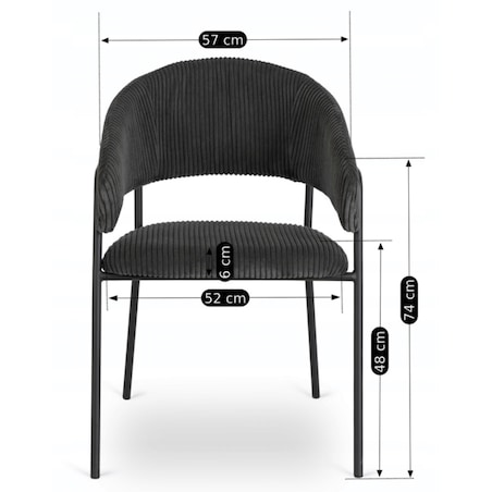 Krzesło Tapicerowane TINKA Czarne Sztruksowe Nowoczesne Loft