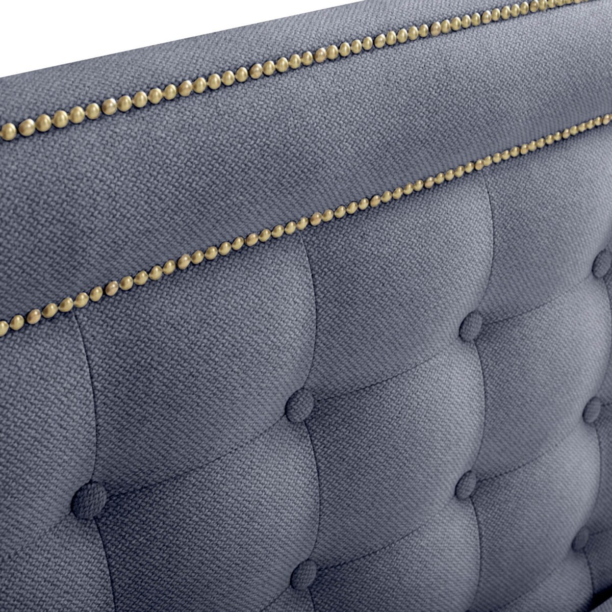 Łóżko tapicerowane BALFORD 200x200 z pojemnikiem, Niebieskoszary, tkanina Megan 360