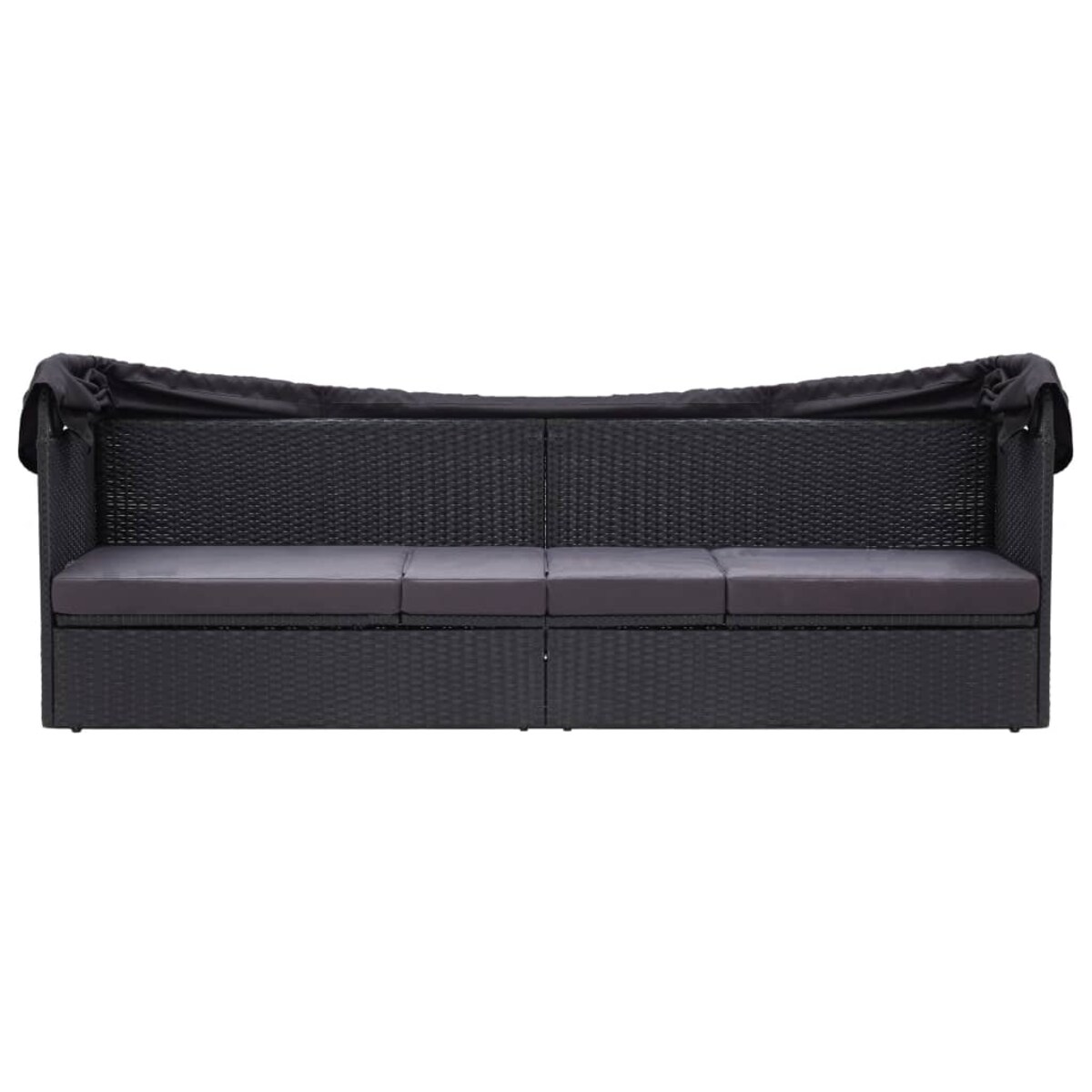 vidaXL Sofa ogrodowa z zadaszeniem, polirattan, czarna