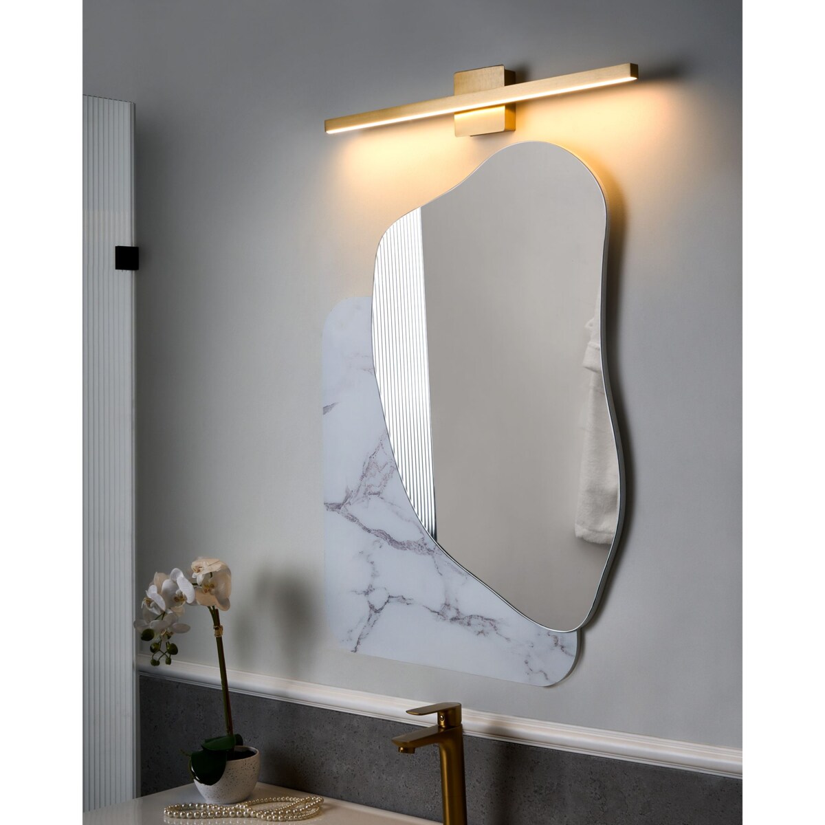 Kinkiet LED obrazowy/łazienkowy MARIZ Metal Złoty