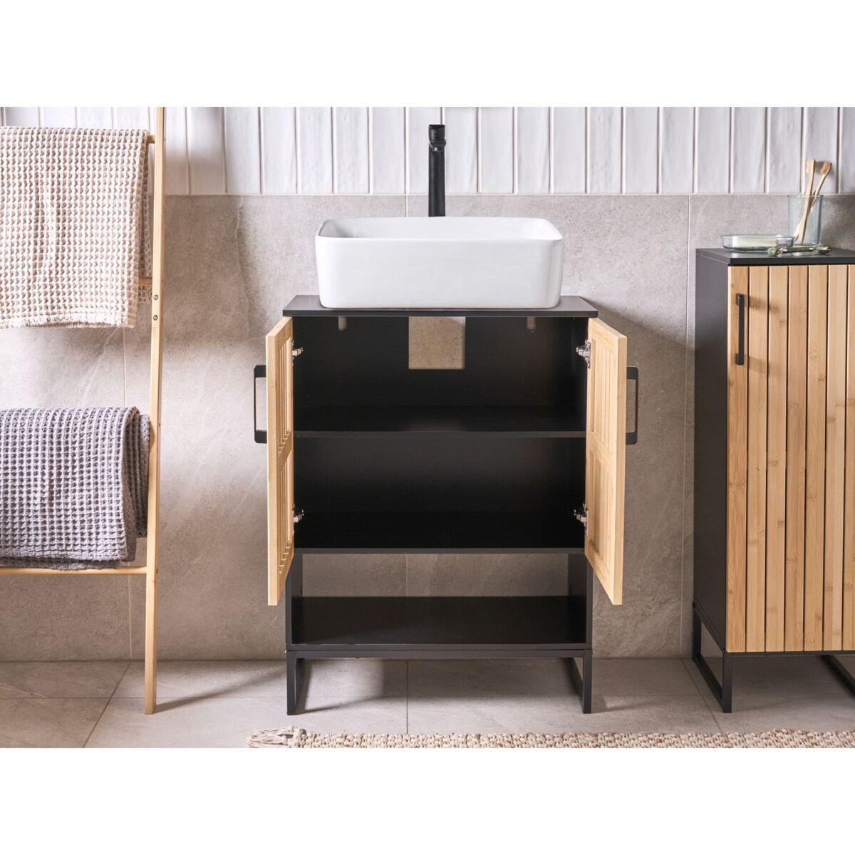 Szafka pod umywalkę MISCANTI Drewno bambusowe 60 cm Jasnobrązowy