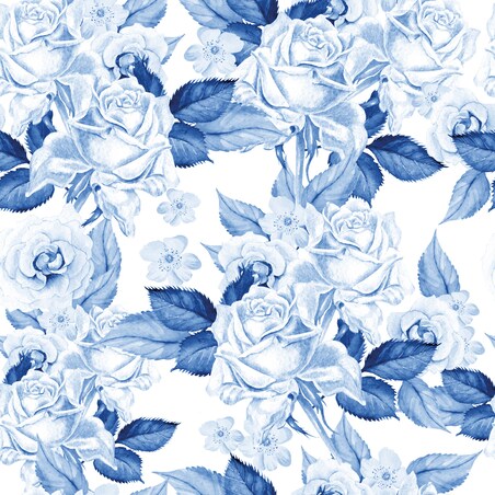 Tapeta Niebieskie RÓŻE Kwiaty i Liście