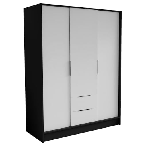 Szafa NIKOLA 150 z regulowanymi półkami do sypialni-czarny+biały front