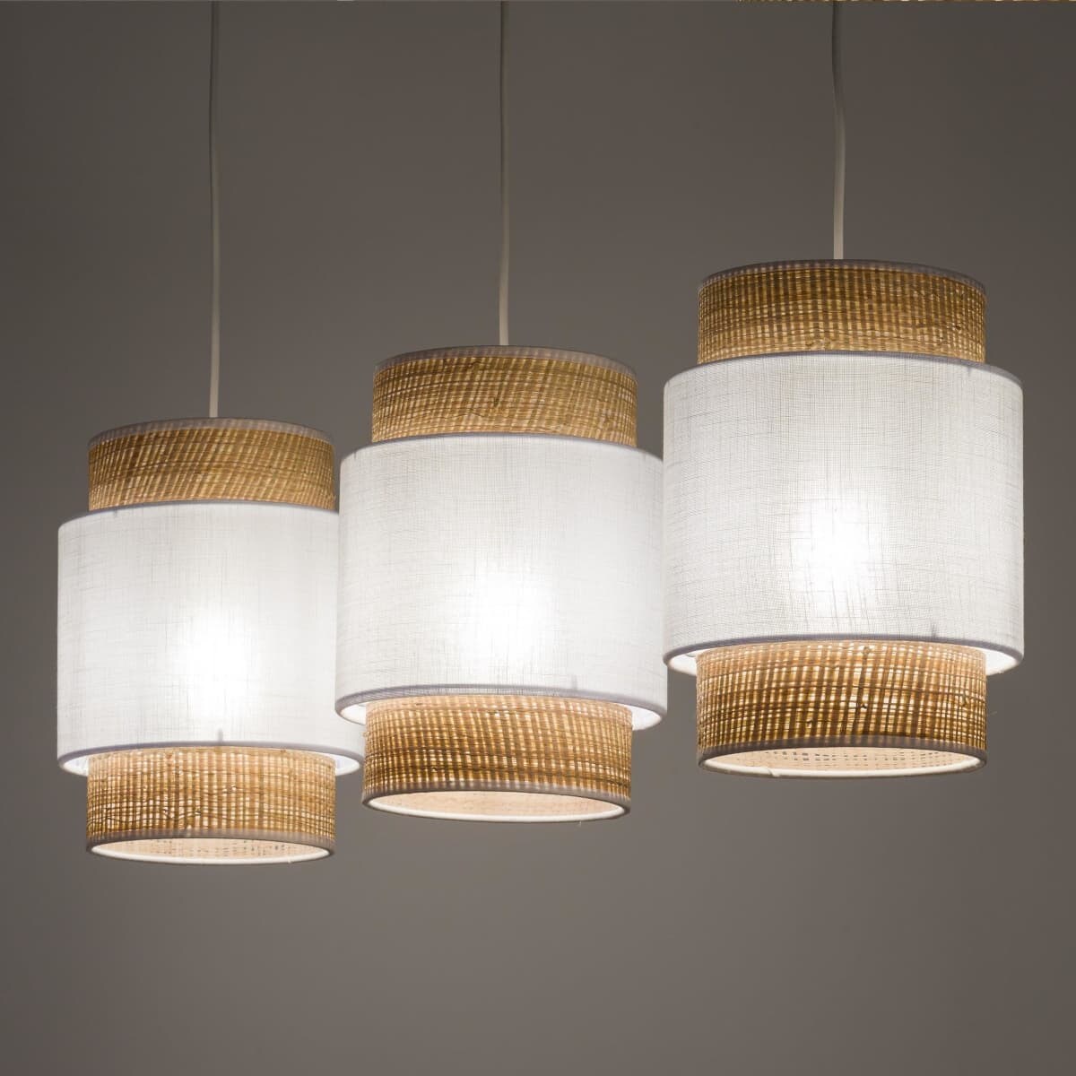 Wisząca lampa potrójna nad stół Boho 5654 TK Lighting ekologiczna biała