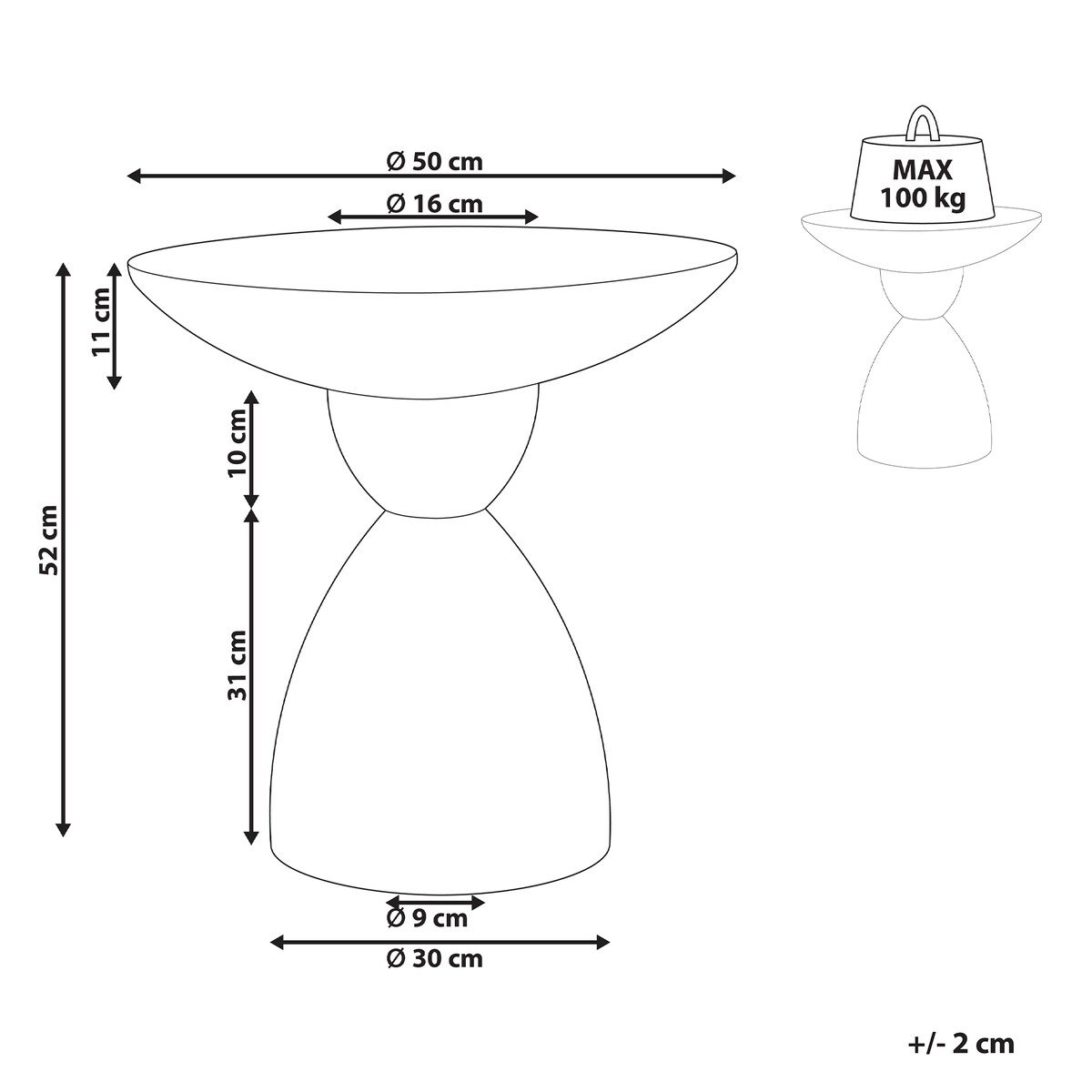 Stolik pomocniczy CAFFI 50 cm 50 cm Białe lastryko
