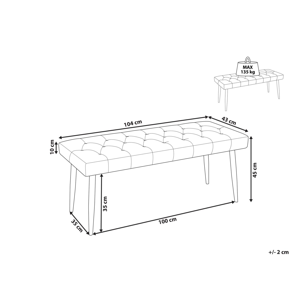 Ławka do sypialni szara ESSONNE