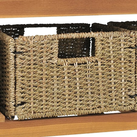 vidaXL Szafka łazienkowa pod umywalkę z 3 koszami, tek, 132x45x75 cm