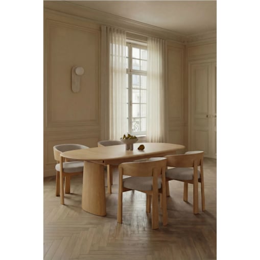 Rozkładany stół jadalniany z MDF i fornirem jesionowym Nuveta, 220-280x110 cm