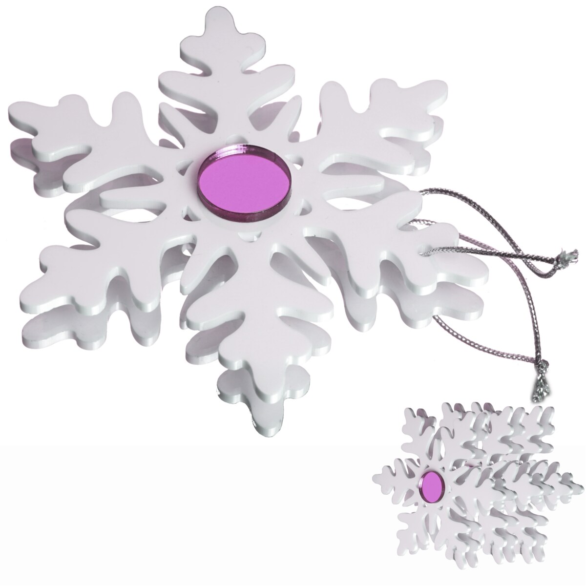 Ozdoby bożonarodzeniowe Śnieżynki różowe 6szt.