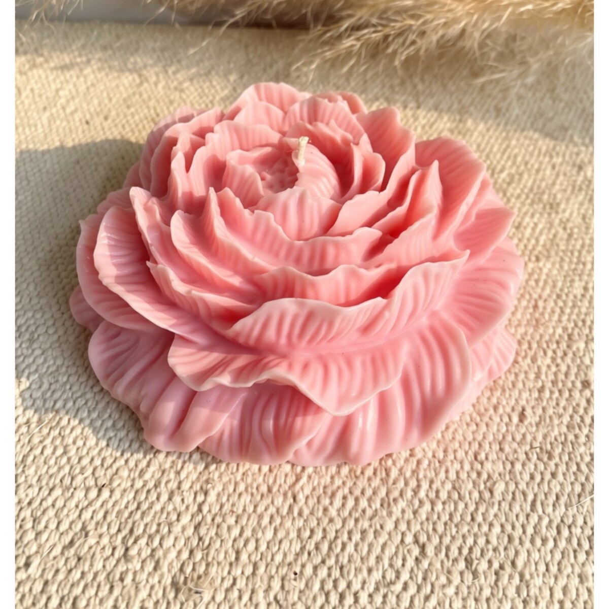 XXL Świeca sojowa ekologiczna dekoracyjna piwonia peonia "Peony Queen" 140x50mm różowa