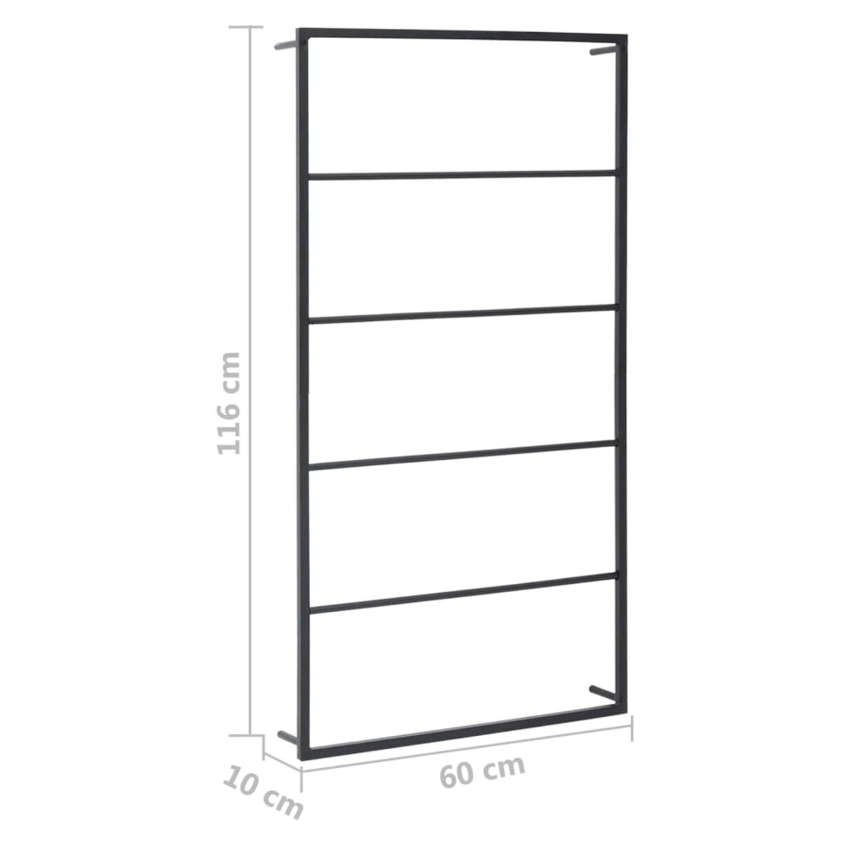 vidaXL Stojak na ręcznik, czarny, 60x10x116 cm, stalowy