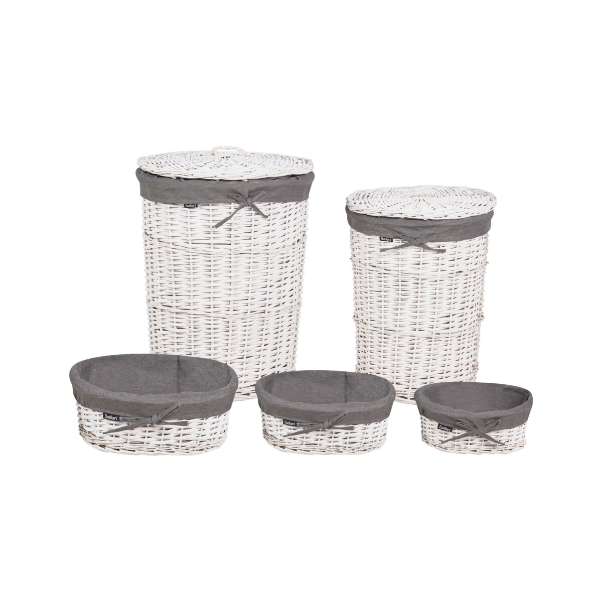Zestaw 5 koszy wiklinowych biały VAKARI