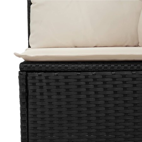 vidaXL Sofa ogrodowa z poduszkami, 2-osobowa, czarna, polirattan