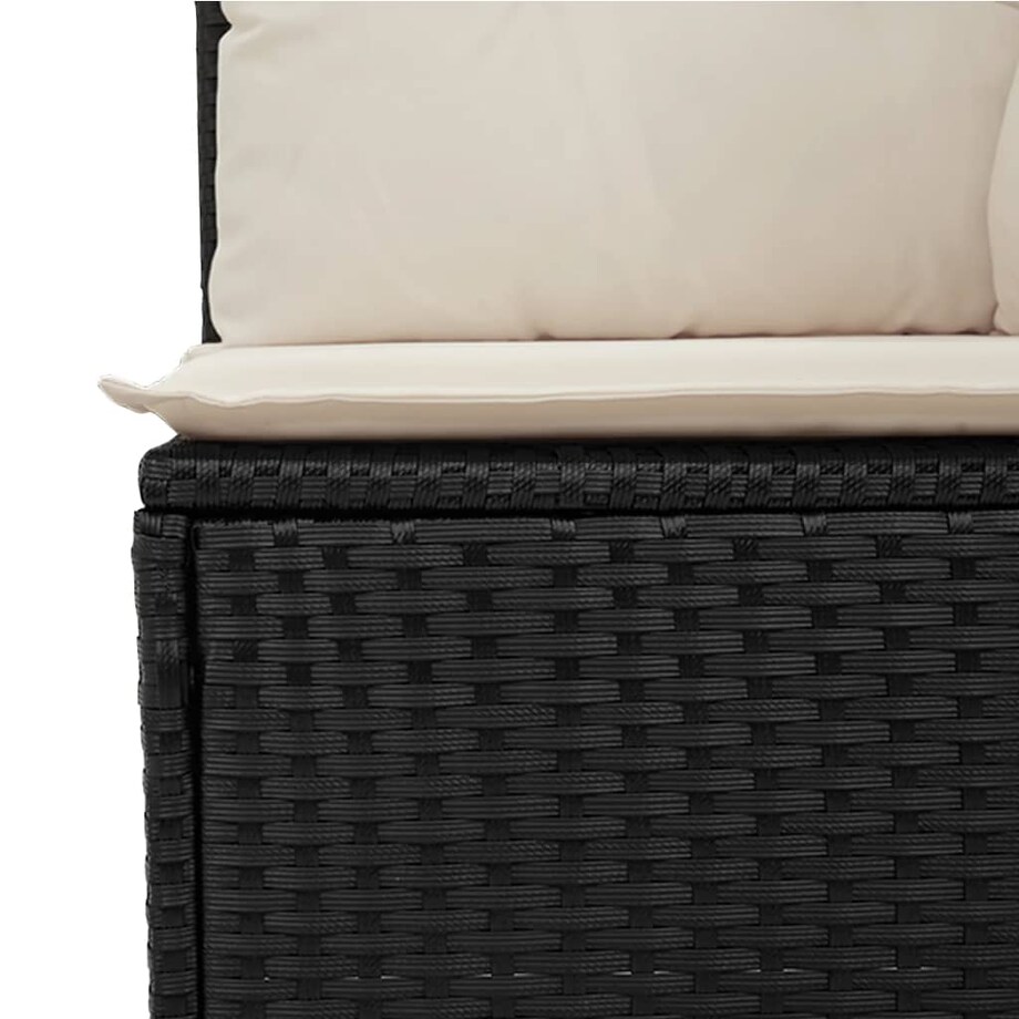 vidaXL Sofa ogrodowa z poduszkami, 2-osobowa, czarna, polirattan