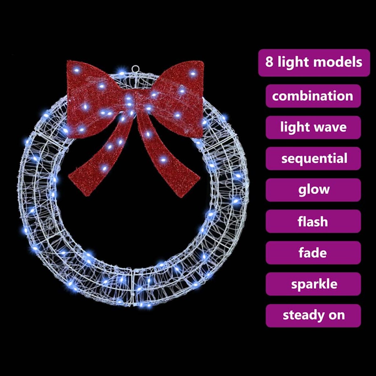 vidaXL Wianek z 60 diodami LED Zimna biel 75 cm Akryl