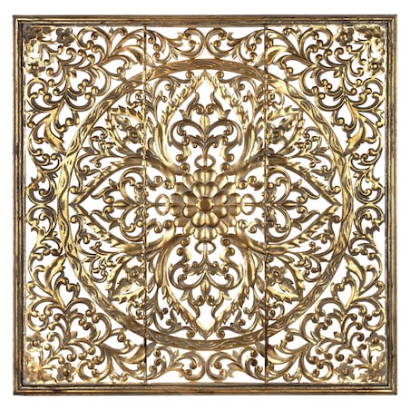 Dekoracja ścienna metalowa 80x80x2 cm ROZETA złota