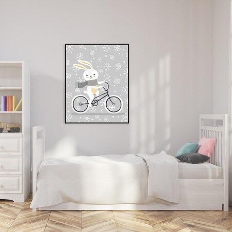plakat zajączek na rowerku 50x70 cm