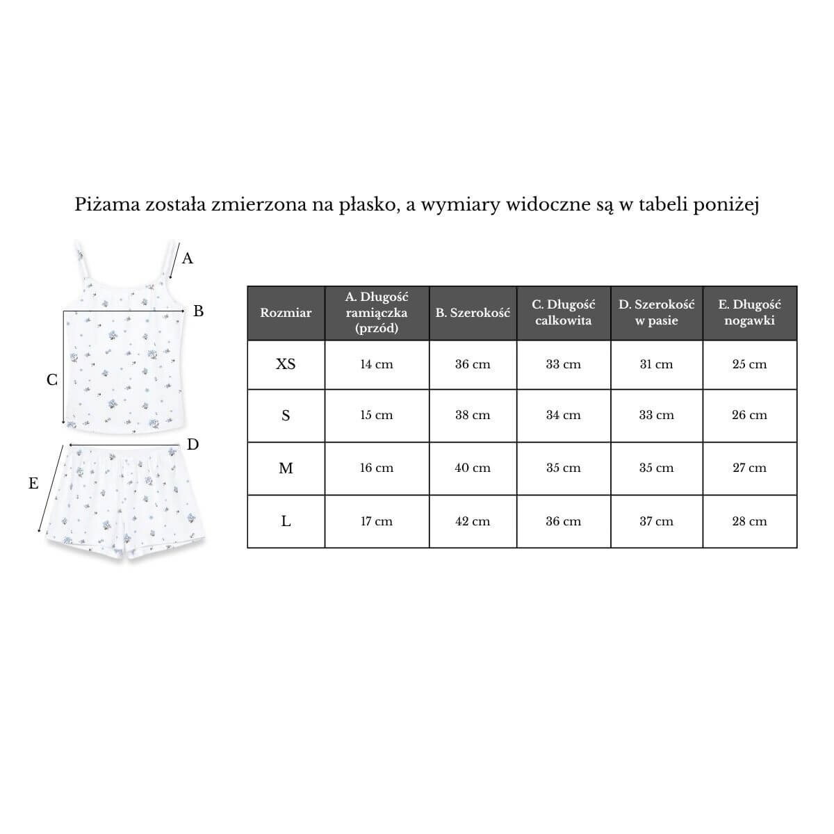 Piżama na ramiączkach Niezapominajki L