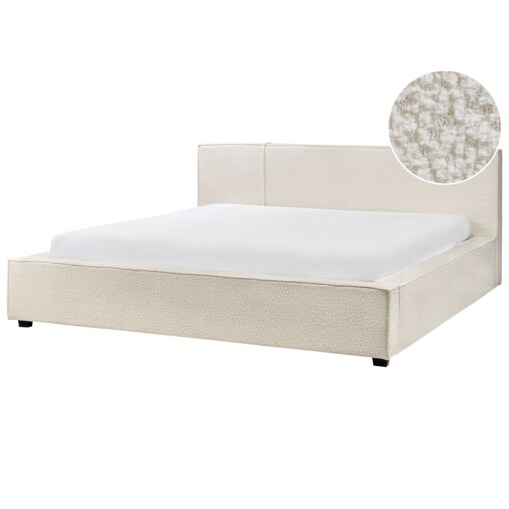 Łóżko boucle 180 x 200 cm złamana biel MIRANDE