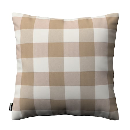 Poszewka Kinga na poduszkę 43x43 beżowo-biała krata (5,5x5,5cm)