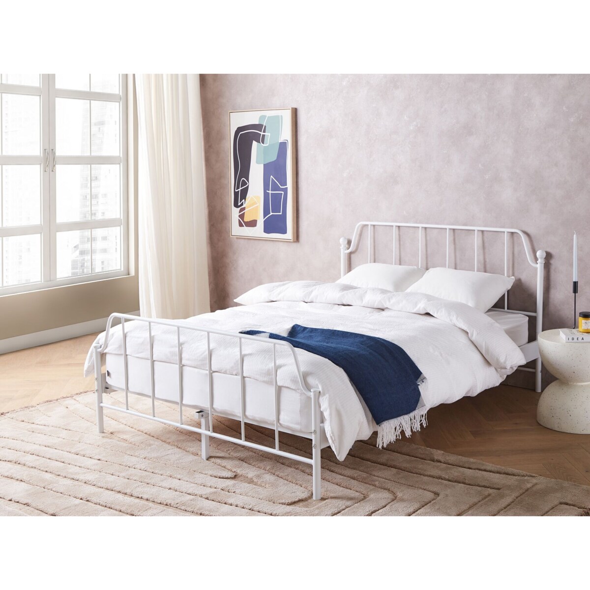 Łóżko metalowe 140 x 200 cm białe MAURESSAC