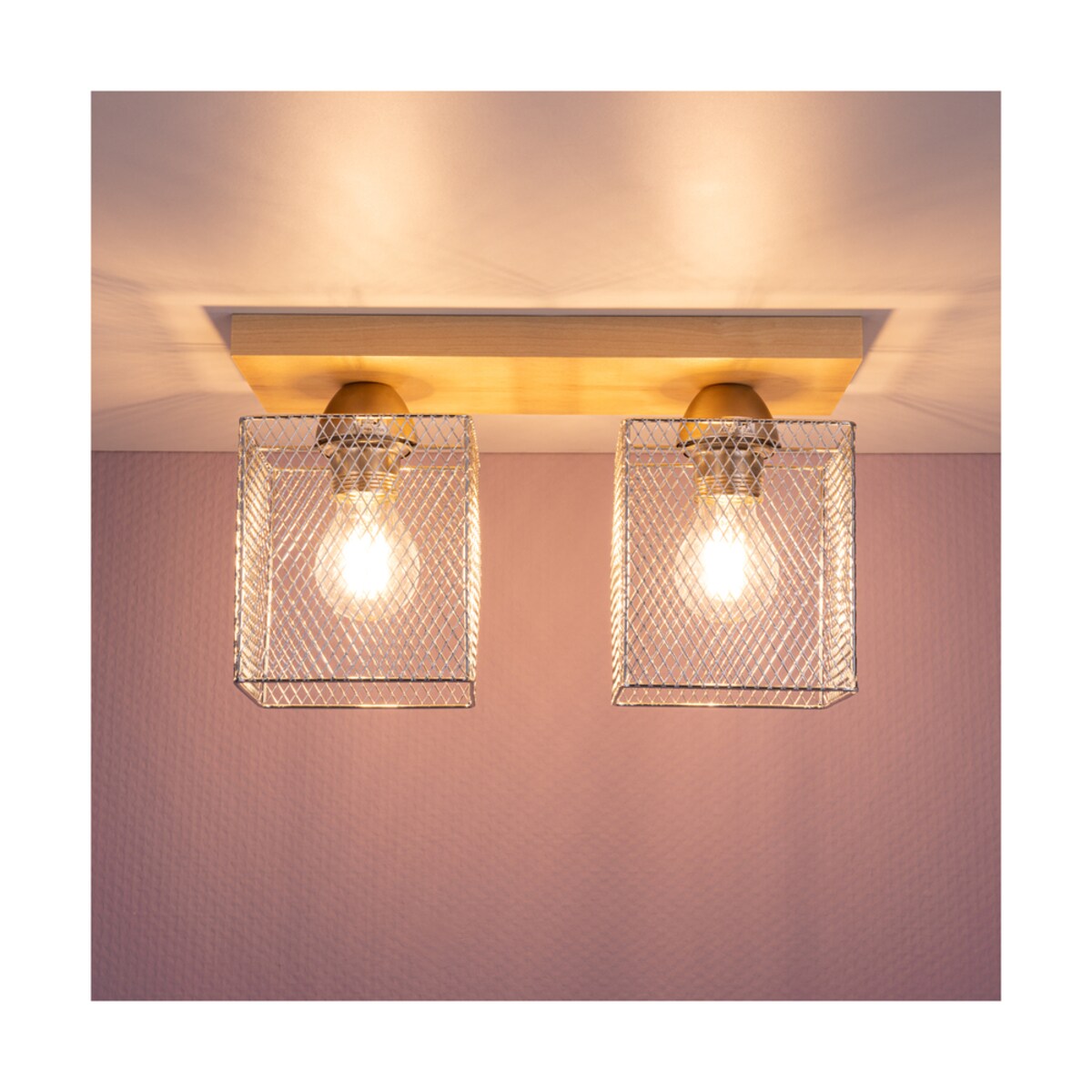 Drewniana Lampa Sufitowa BRITOP Lighting Norman 2xE27 Max.25W Naturalna Brzoza FSC z Akcentem Chromu, Polski Producent 1 szt.