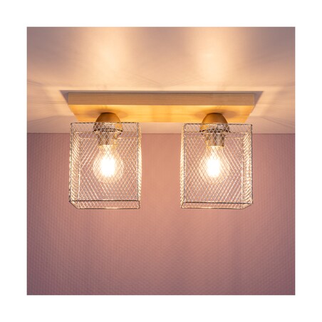 Drewniana Lampa Sufitowa BRITOP Lighting Norman 2xE27 Max.25W Naturalna Brzoza FSC z Akcentem Chromu, Polski Producent 1 szt.