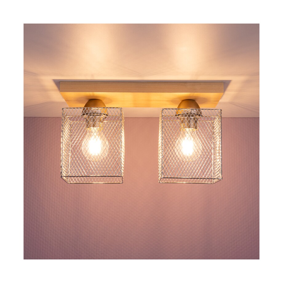 Drewniana Lampa Sufitowa BRITOP Lighting Norman 2xE27 Max.25W Naturalna Brzoza FSC z Akcentem Chromu, Polski Producent 1 szt.