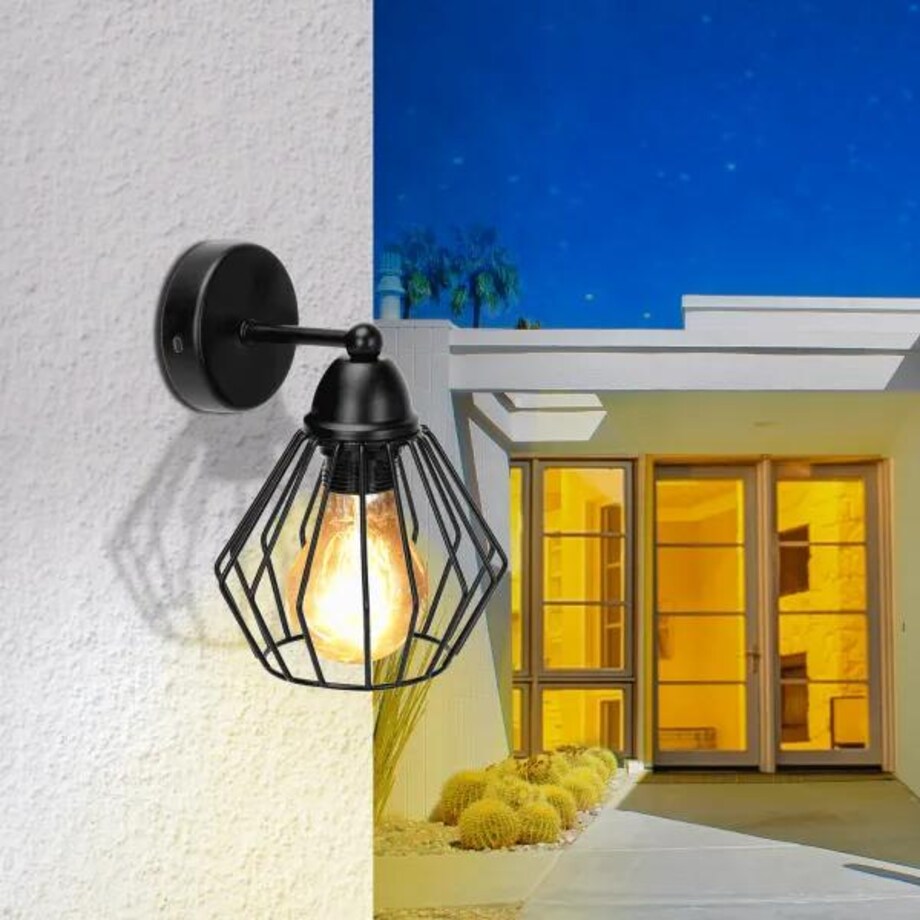 Kinkiet ścienny Diamond Cage lampa loftowa retro metalowa czarna