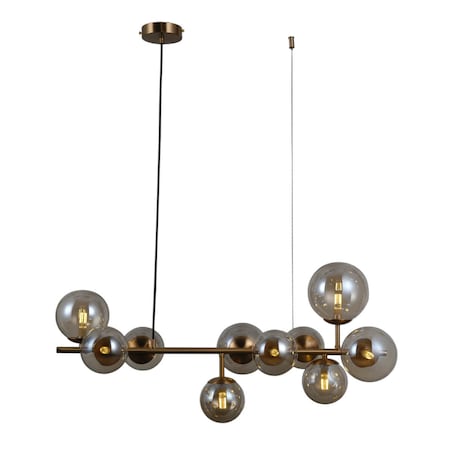 Loftowa LAMPA wisząca FRONTERA PND-40423-10A Italux modernistyczna OPRAWA zwis szklane kule mosiądz bursztynowe