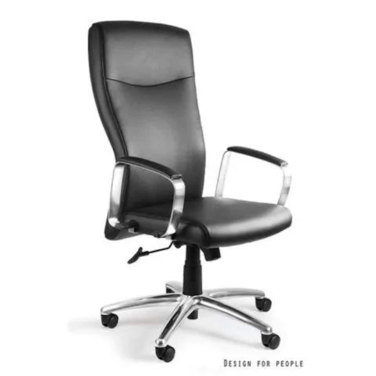 Fotel biurowy ADELLA czarny/skóra naturalna