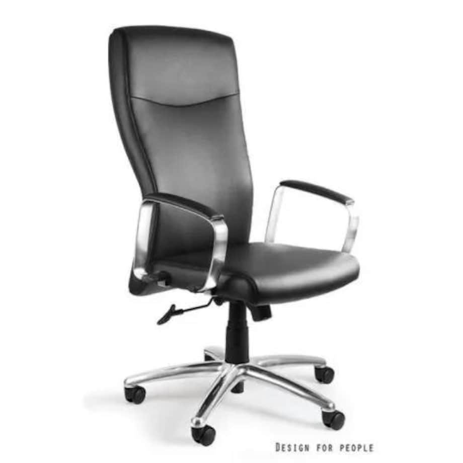 Fotel biurowy ADELLA czarny/skóra naturalna