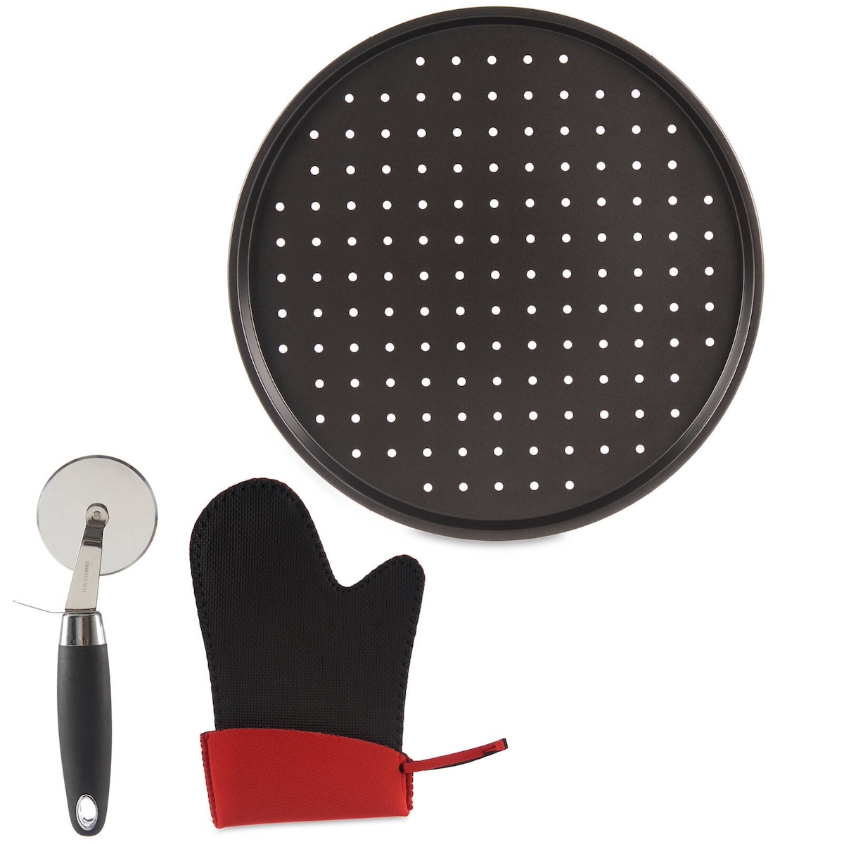 Zestaw do pizzy: blaszka Ø 32 cm, nożyk do pizzy i rękawica