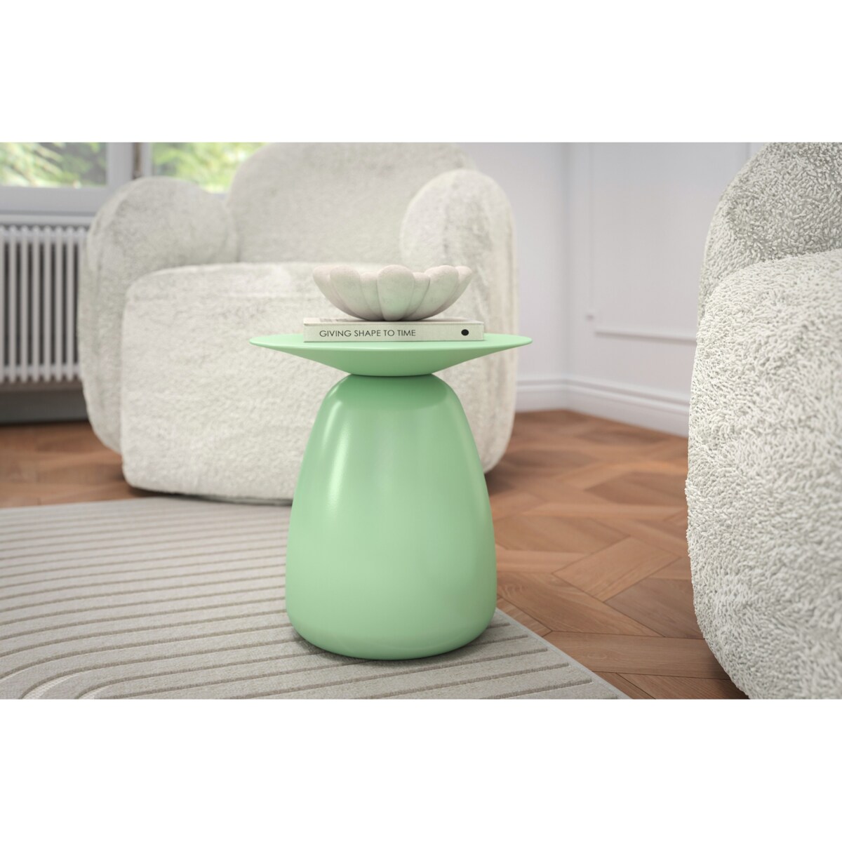 Stolik drewniany różne kolory Baobab 34, kolor pudrowa zieleń