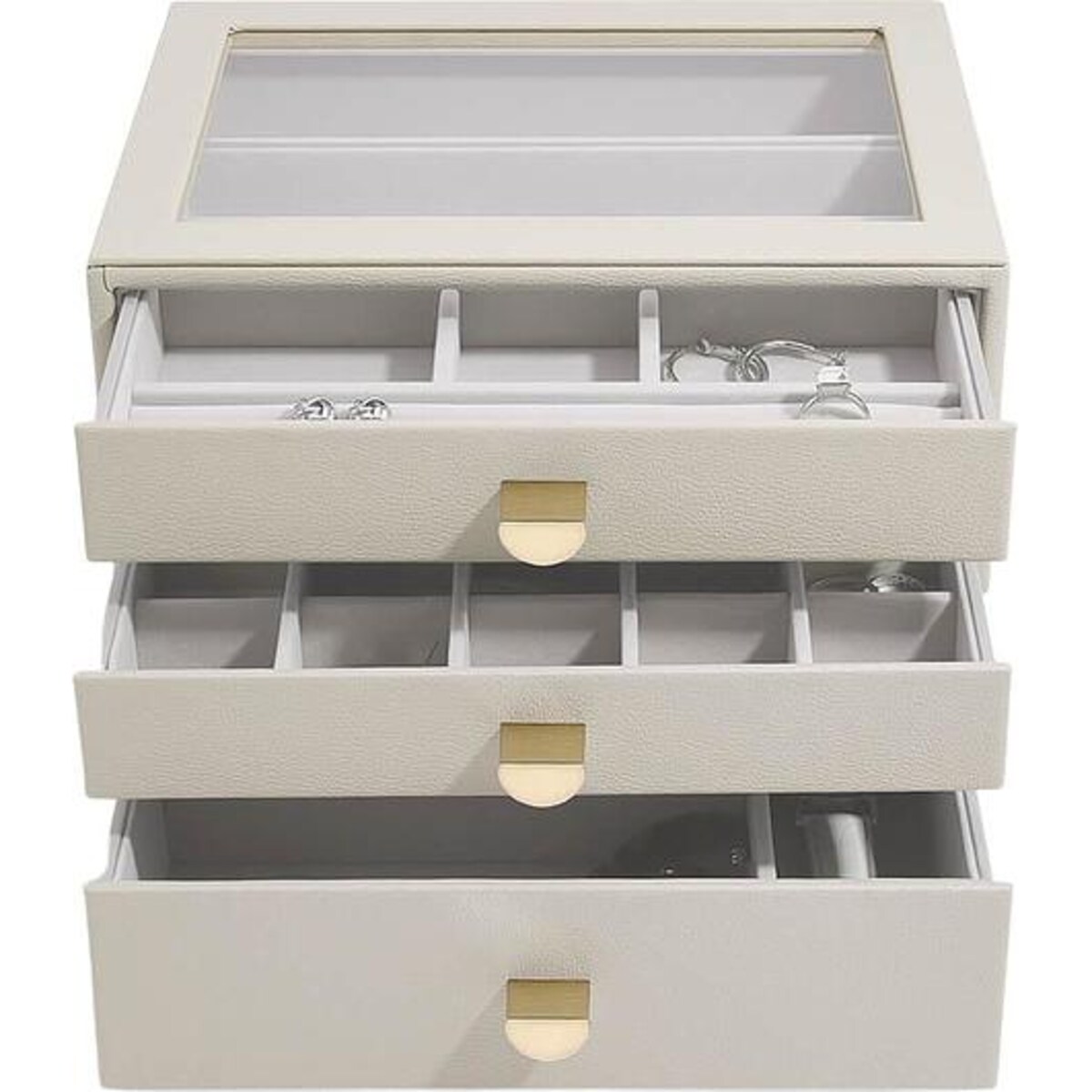 Szkatułka na biżuterię Stackers classic jasnobeżowa z 3 szufladami