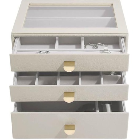 Szkatułka na biżuterię Stackers classic jasnobeżowa z 3 szufladami