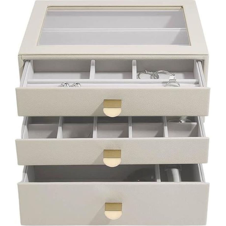 Szkatułka na biżuterię Stackers classic jasnobeżowa z 3 szufladami