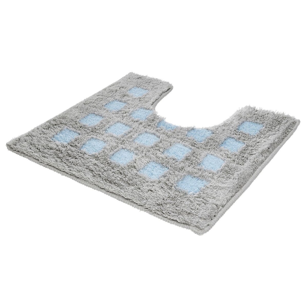 Kleine Wolke Boxes Dywanik łazienkowy WC kwadraty szary niebieski opal 55x50 cm poliakryl antypoślizgowy