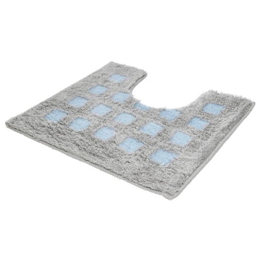 Kleine Wolke Boxes Dywanik łazienkowy WC kwadraty szary niebieski opal 55x50 cm poliakryl antypoślizgowy