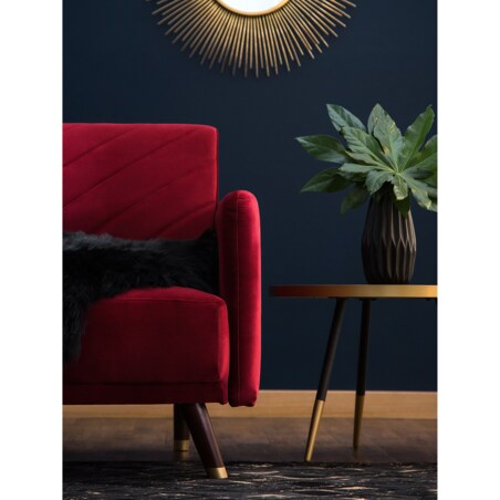 Sofa rozkładana welurowa bordowa SENJA