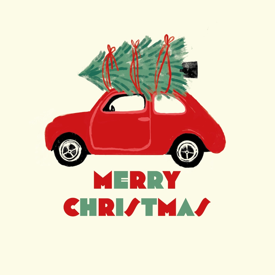 Poduszka świąteczna - Samochód Merry Christmas 45x45 cm