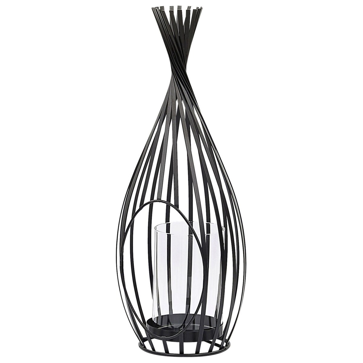 Lampion metalowy 38 cm czarny LOMBOK